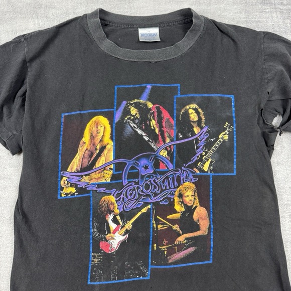 Vtg Aerosmith Shirt Mens Medium Black North America 1990 Pump Tour Single Stitch - Picture 2 of 10